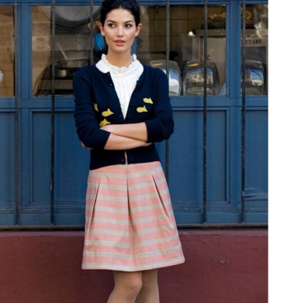 Anthropologie Grey & Pink Stripe Sweet. Life Skirt